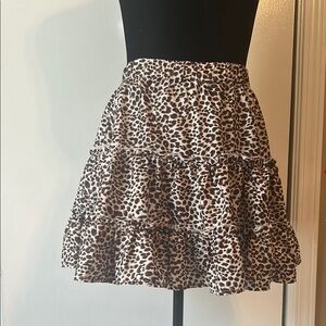 SHEIN Skater Mini Skirt in Brown and Black with Ruffled Tiers